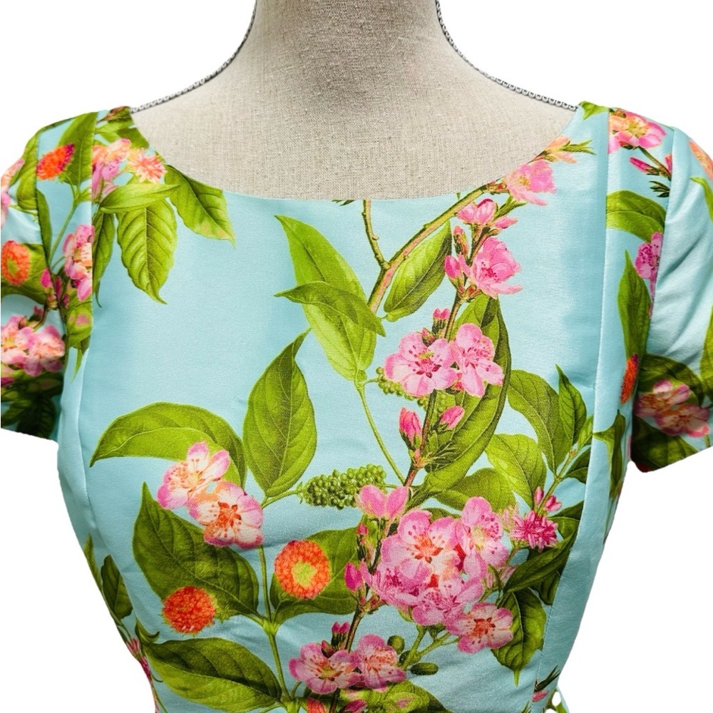 Talbots Floral Dress 6 Lite Blue Short Sleeve Wedding Guest Summer Garden party - Picture 2 of 14